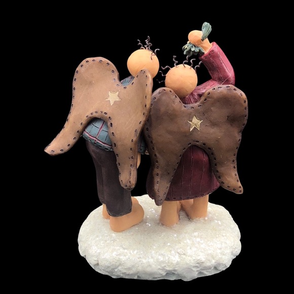 Honey And Me Lisa Liffick Christmas Kisses Primitive Angel Figurine Cottagecore - Picture 4 of 6